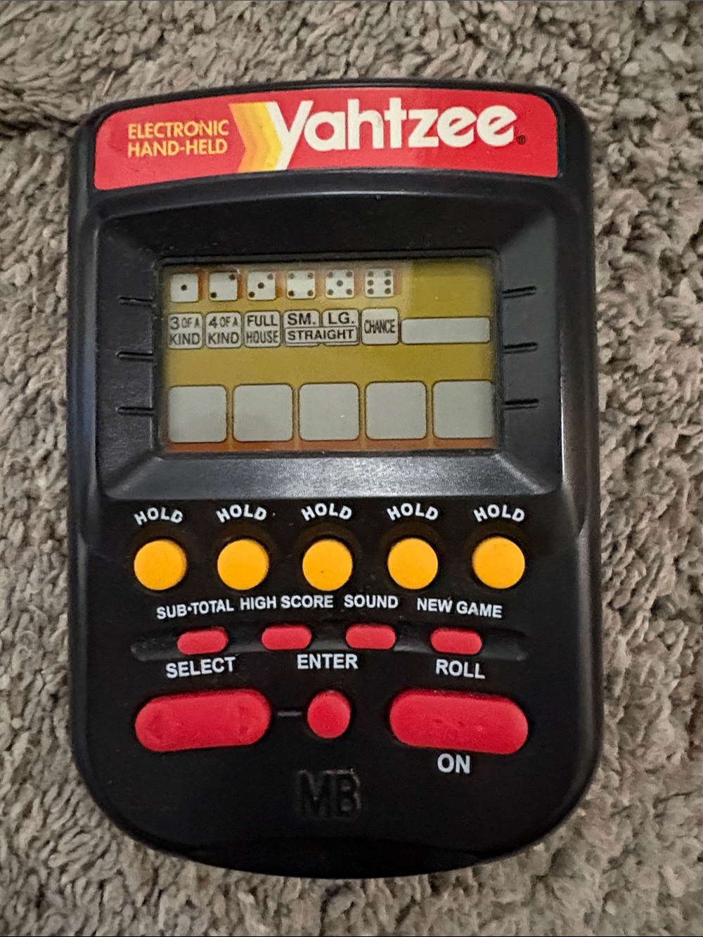 Yahtzee Electronic Handheld Game 1995 Black Case Edition